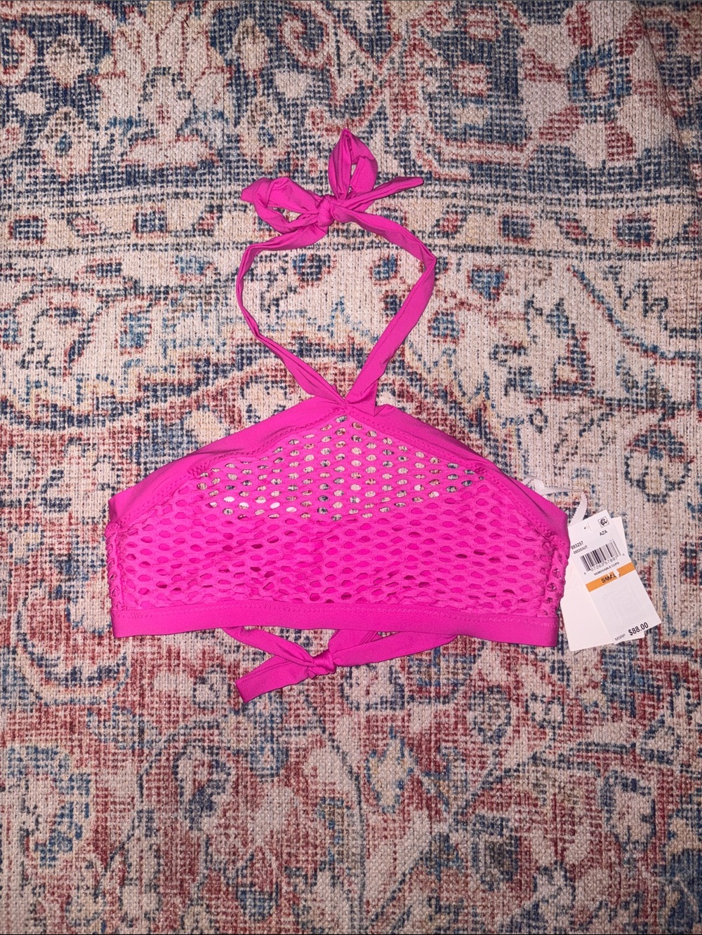 Becca Rebecca Virtue Castaway Kai High Neck Bikini Top in Azalea SZ S NWT